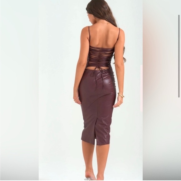 House of CB Jalena Dress Merlot Purple Faux Leather Max XL - Picture 7 of 13